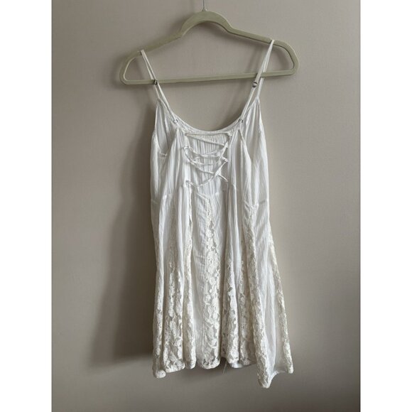 Hollister spaghetti straps Corset back Lace babydoll Dress Mini white Large Boho - Picture 6 of 13